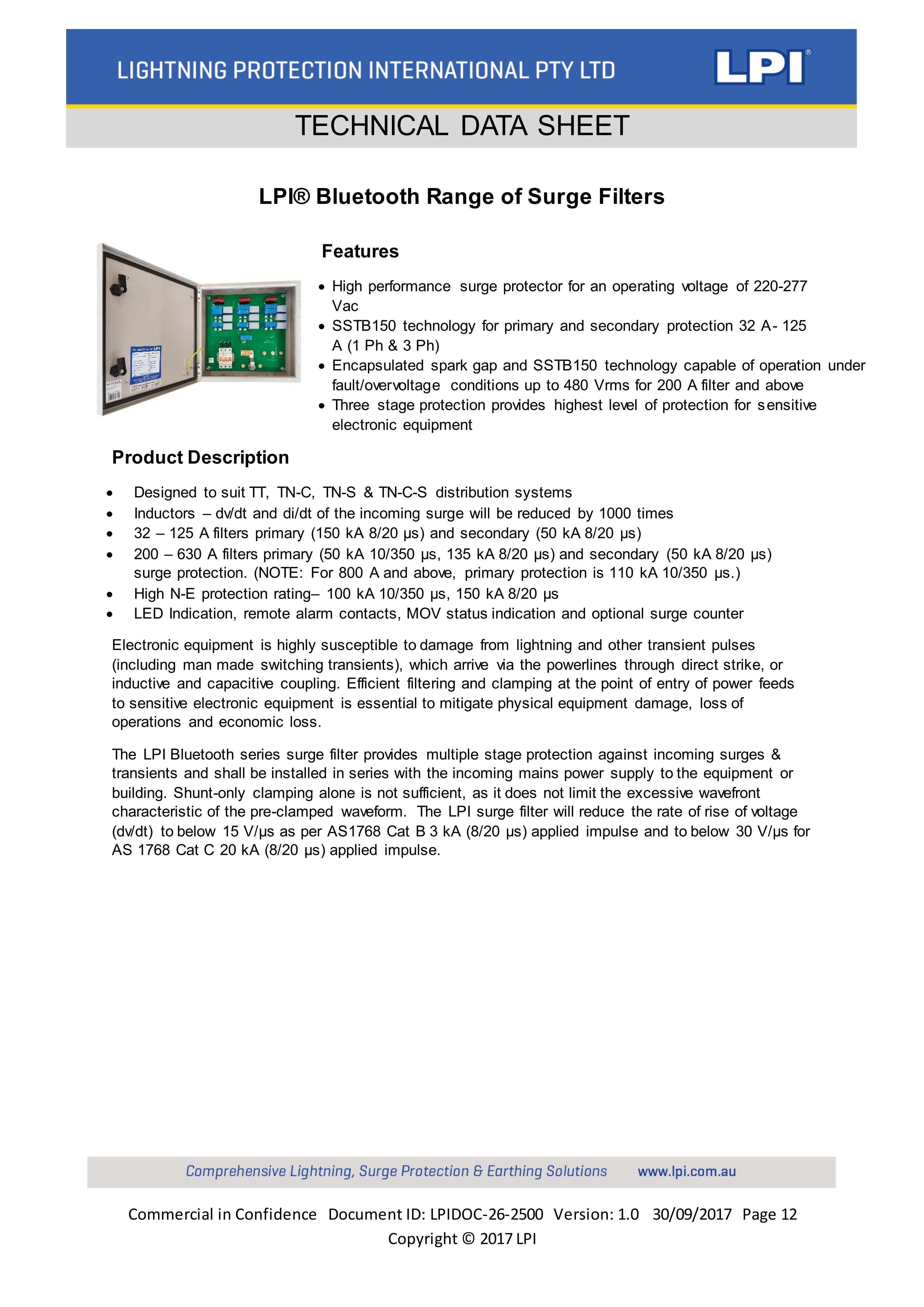 Tủ cắt lọc sét LPI, thiết bị chống sét LPI